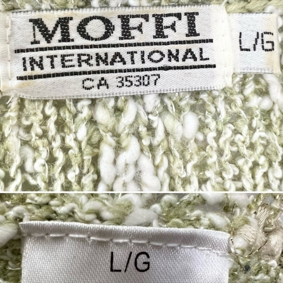 Sage green beaded lace short sleeve knit sweater L - Picture 13 of 13